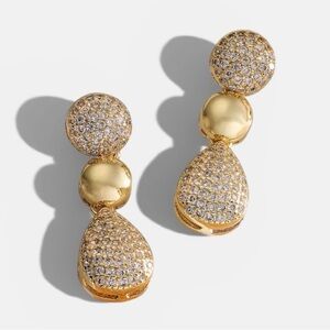Gold Drop Pave Crystal Earrings